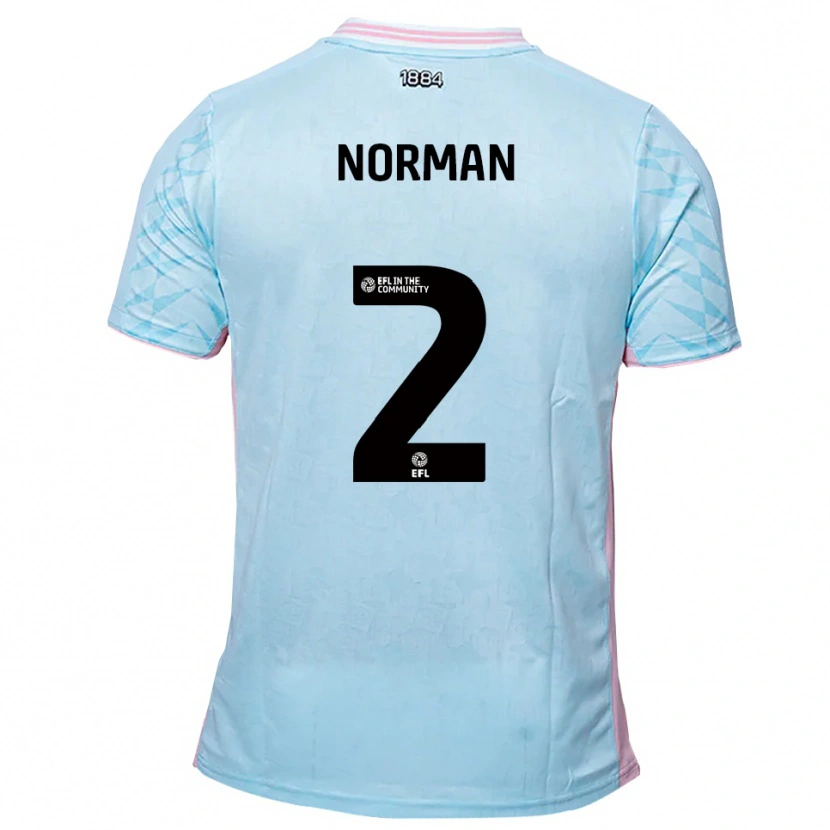 Danxen Mujer Camiseta Cameron Norman #2 Celeste Rosa 2ª Equipación 2025/26 La Camisa