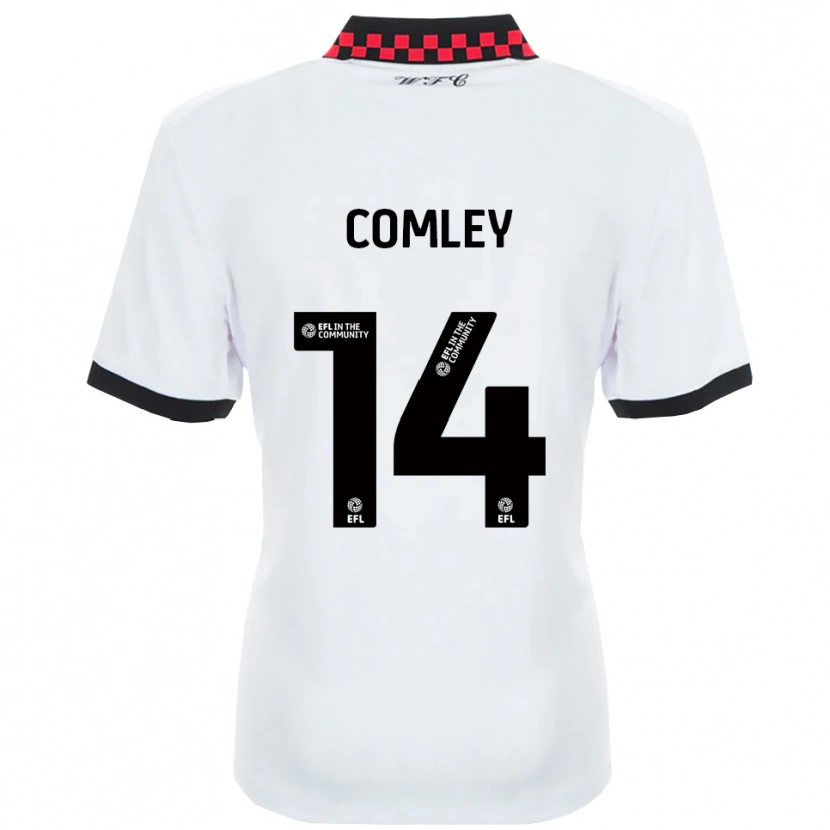 Danxen Mujer Camiseta Brandon Comley #14 Blanco Negro 2ª Equipación 2025/26 La Camisa