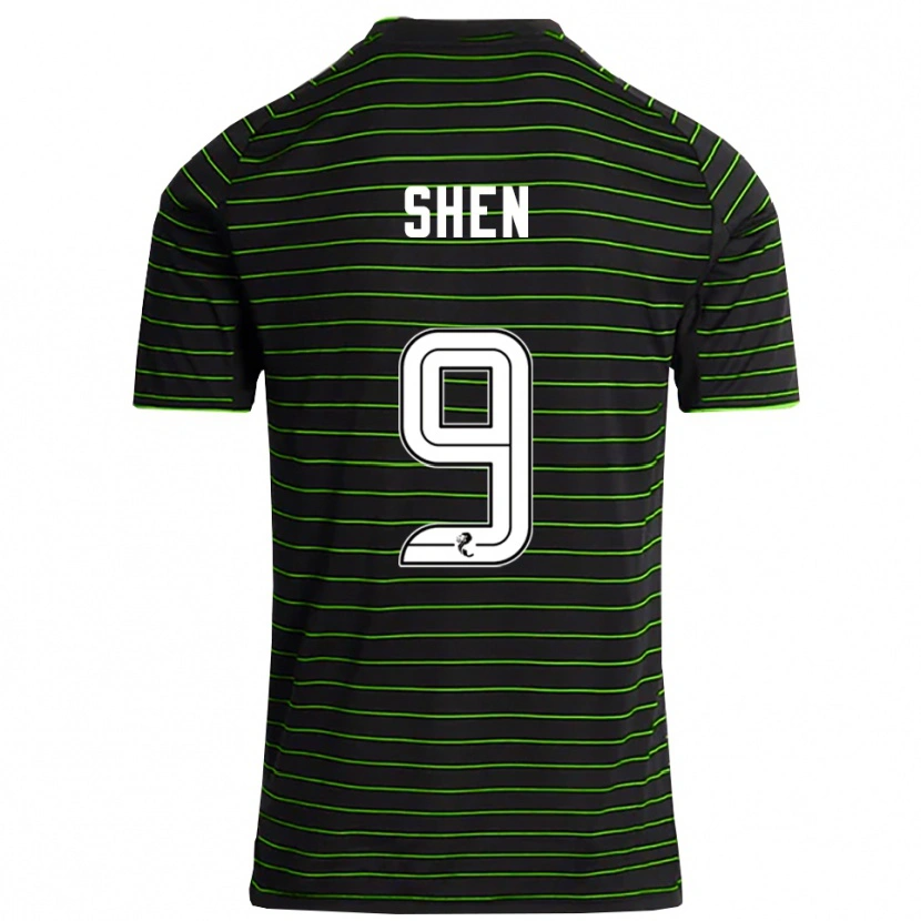 Danxen Mujer Camiseta Shen Mengyu #9 Negro Verde 2ª Equipación 2025/26 La Camisa