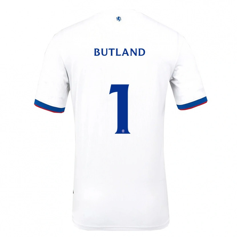 Danxen Mujer Camiseta Jack Butland #1 Blanco Rojo Azul 2ª Equipación 2025/26 La Camisa