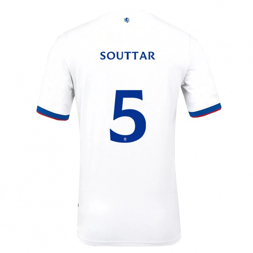 Danxen Mujer Camiseta John Souttar #5 Blanco Rojo Azul 2ª Equipación 2025/26 La Camisa