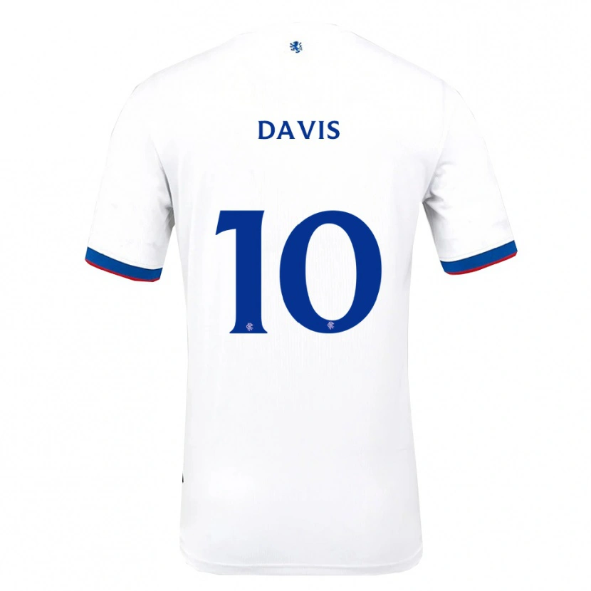Danxen Mujer Camiseta Steven Davis #10 Blanco Rojo Azul 2ª Equipación 2025/26 La Camisa