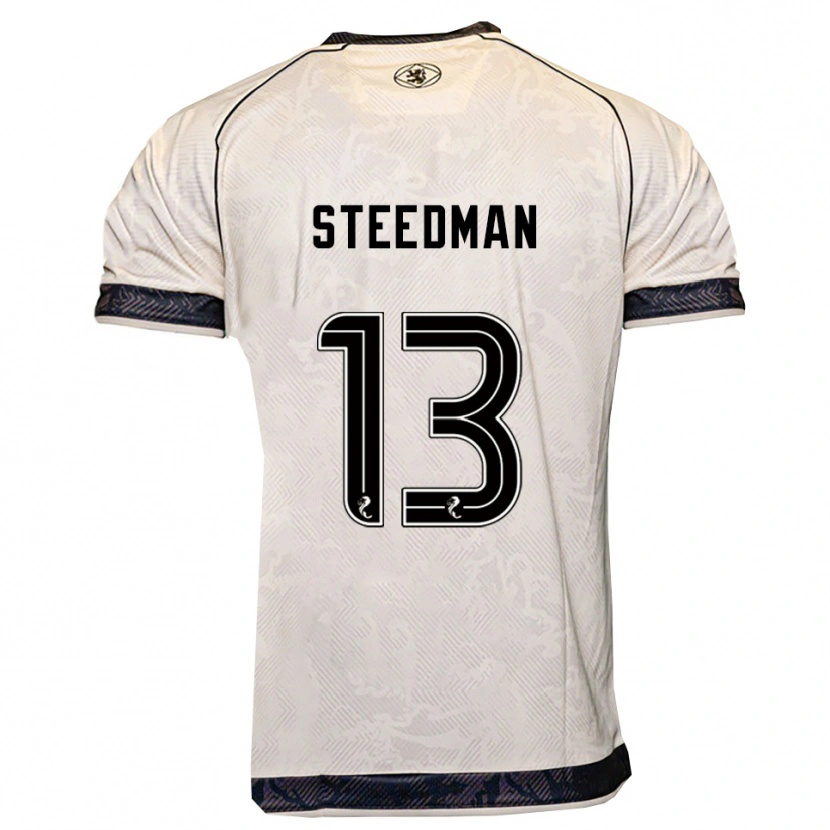 Danxen Mujer Camiseta Morgan Steedman #13 Blanco Negro 2ª Equipación 2025/26 La Camisa