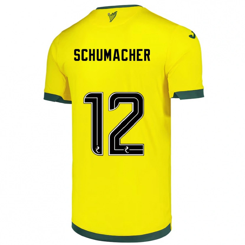 Danxen Mujer Camiseta Noa Schumacher #12 Amarillo Verde 2ª Equipación 2025/26 La Camisa