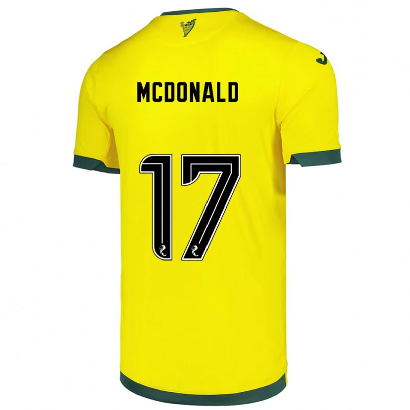 Danxen Mujer Camiseta Josh Mcdonald #17 Amarillo Verde 2ª Equipación 2025/26 La Camisa
