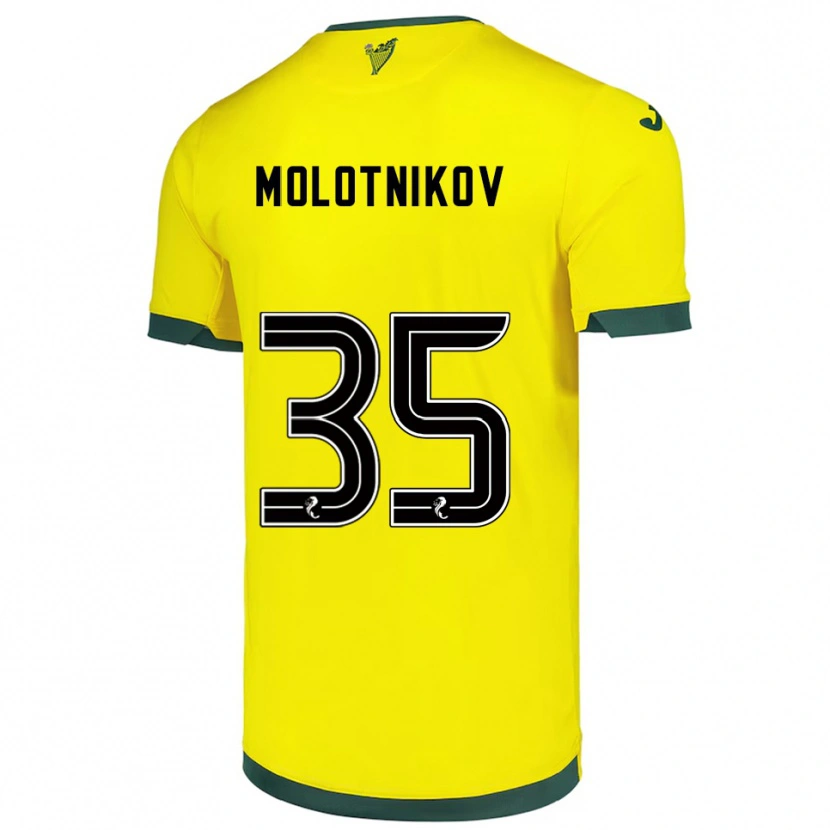 Danxen Mujer Camiseta Rudi Molotnikov #35 Amarillo Verde 2ª Equipación 2025/26 La Camisa