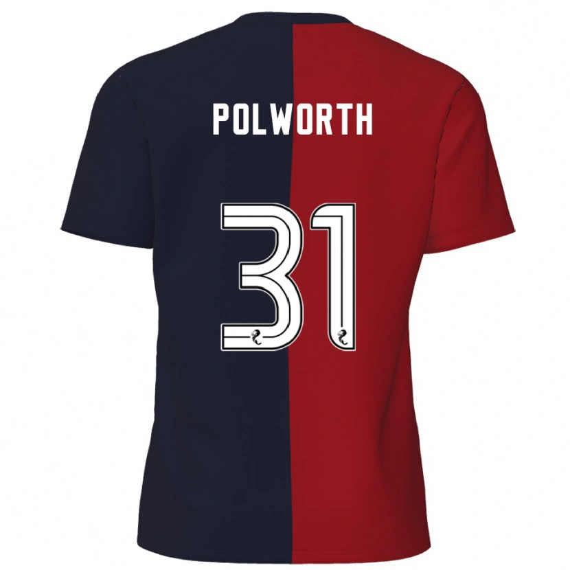 Danxen Mujer Camiseta Liam Polworth #31 Rojo Azul Marino 2ª Equipación 2025/26 La Camisa