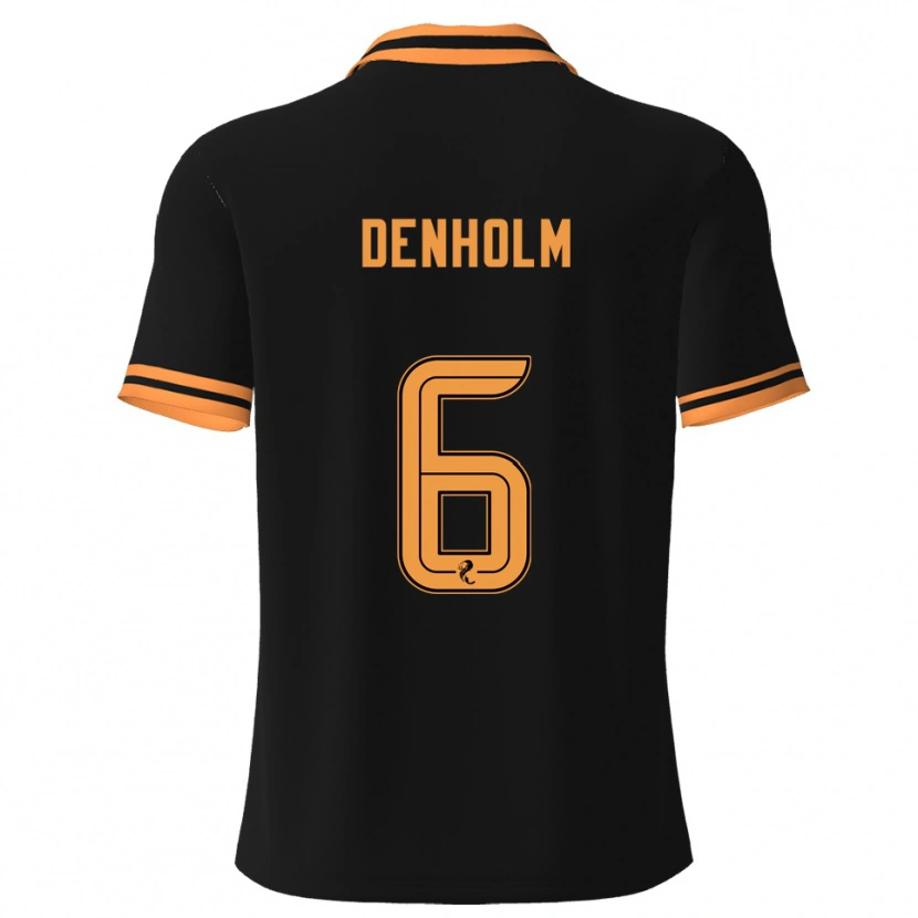 Danxen Mujer Camiseta Aidan Denholm #6 Negro Amarillo 2ª Equipación 2025/26 La Camisa