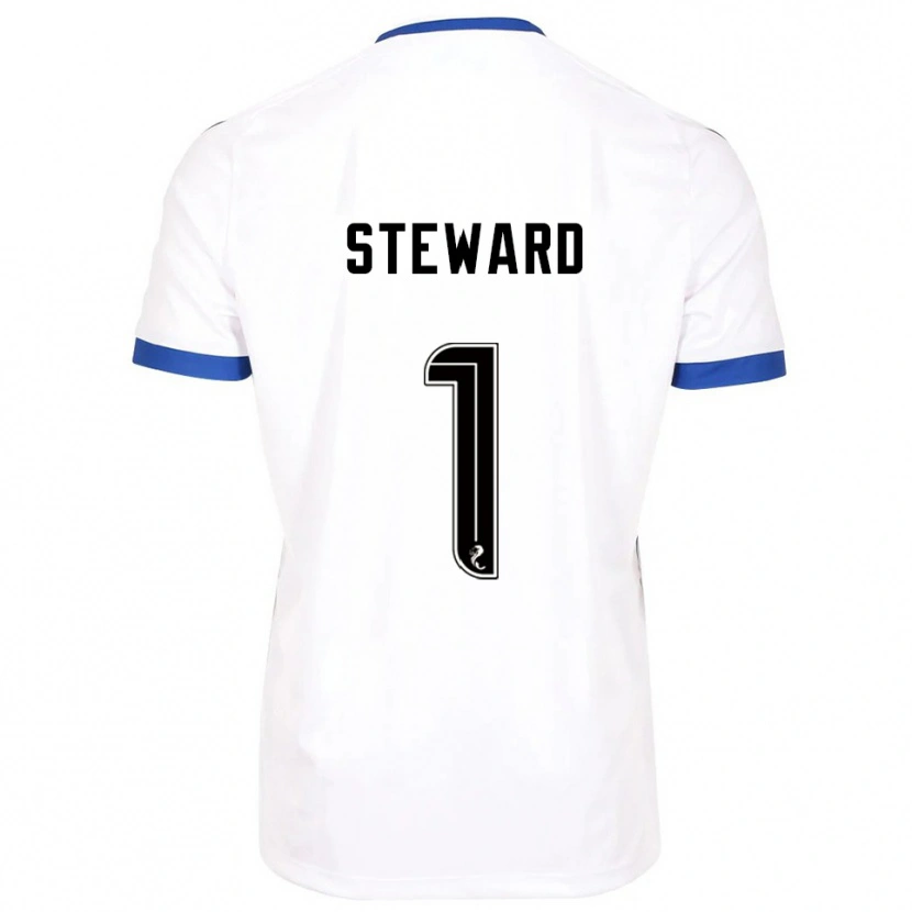 Danxen Mujer Camiseta Toby Steward #1 Blanco Azul 2ª Equipación 2025/26 La Camisa