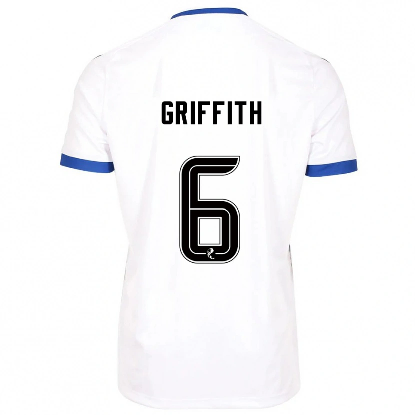 Danxen Mujer Camiseta Víctor Griffith #6 Blanco Azul 2ª Equipación 2025/26 La Camisa