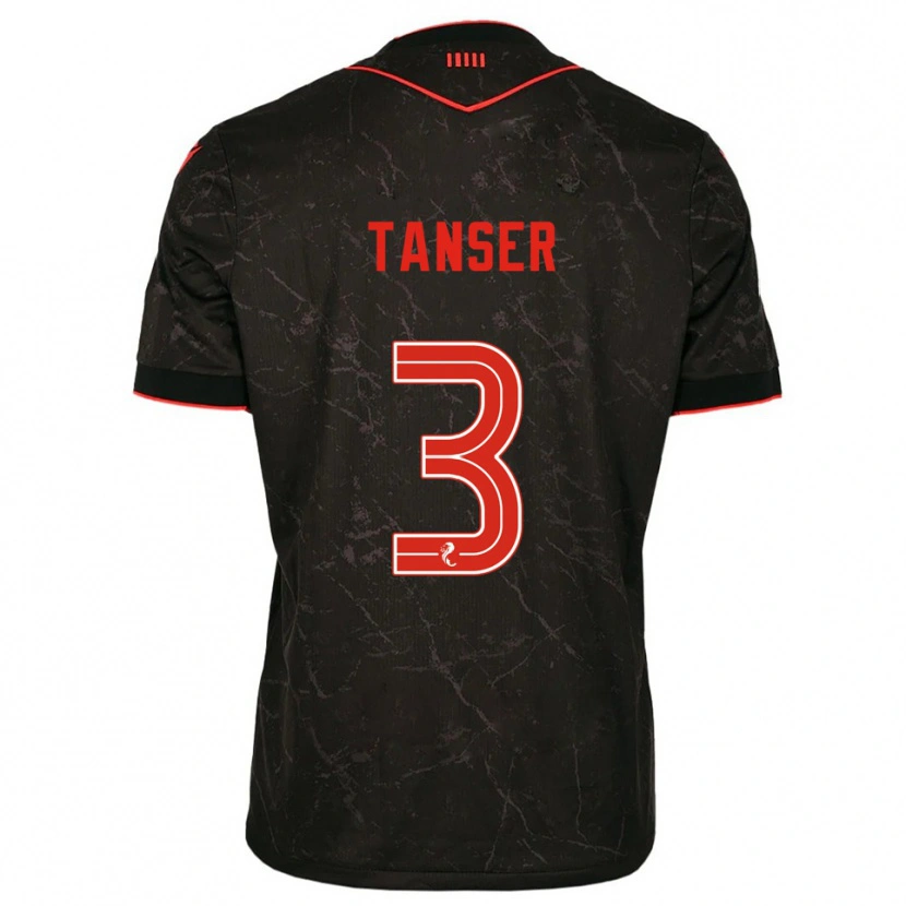 Danxen Mujer Camiseta Scott Tanser #3 Negro Rojo 2ª Equipación 2025/26 La Camisa