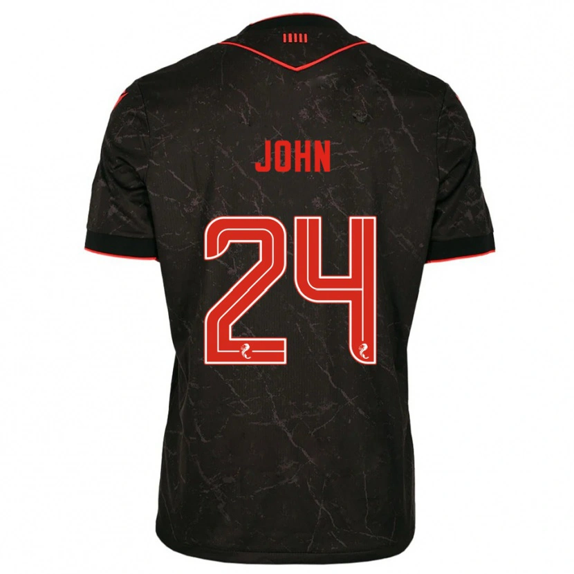 Danxen Mujer Camiseta Declan John #24 Negro Rojo 2ª Equipación 2025/26 La Camisa
