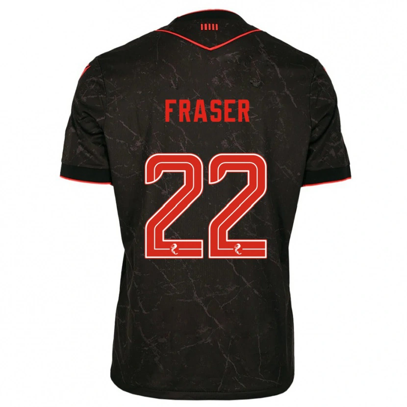 Danxen Mujer Camiseta Marcus Fraser #22 Negro Rojo 2ª Equipación 2025/26 La Camisa
