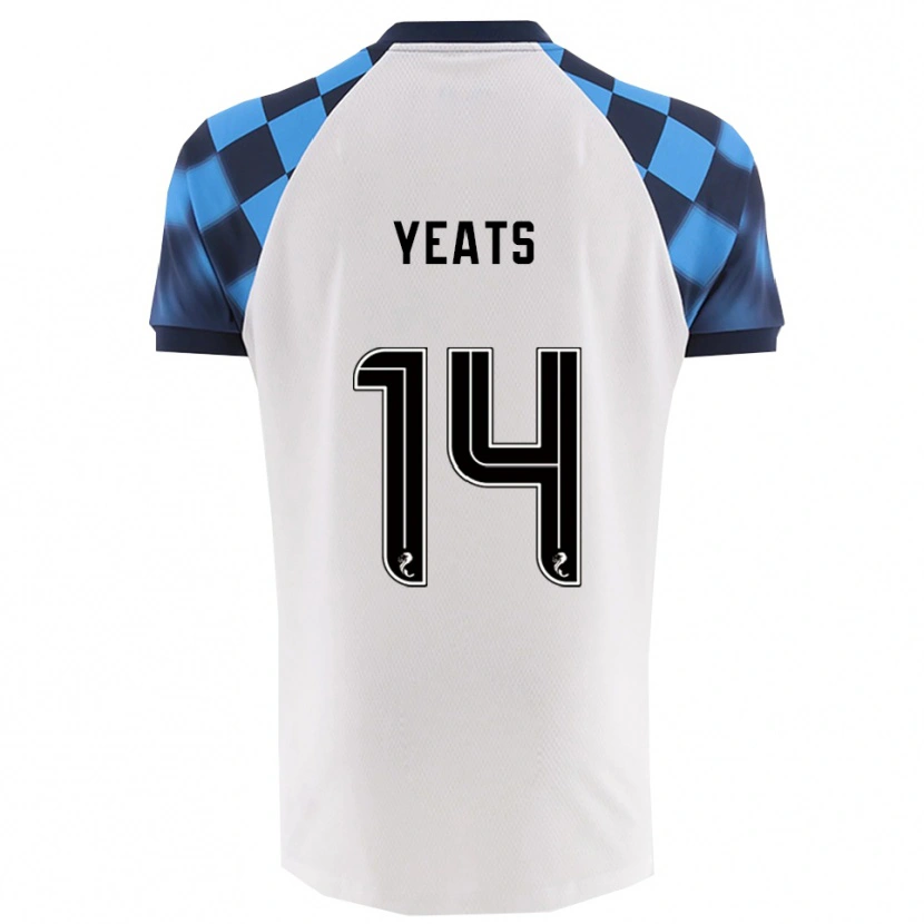 Danxen Mujer Camiseta Finn Yeats #14 Blanco Celeste 2ª Equipación 2025/26 La Camisa