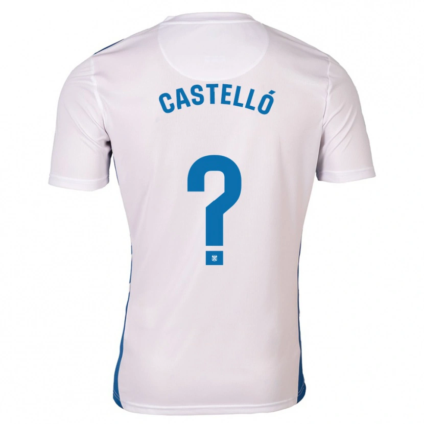Danxen Niño Camiseta Sandra Castelló Oliver #0 Blanco Azul 1ª Equipación 2025/26 La Camisa