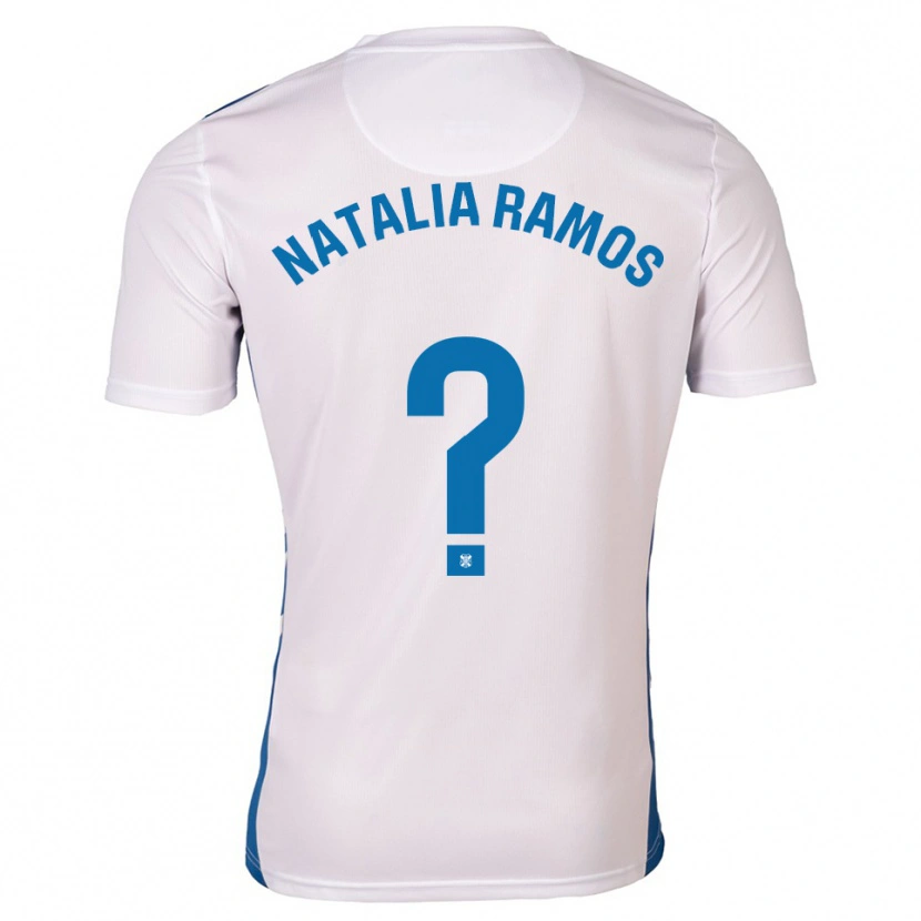 Danxen Niño Camiseta Natalia Ramos Álvarez #0 Blanco Azul 1ª Equipación 2025/26 La Camisa