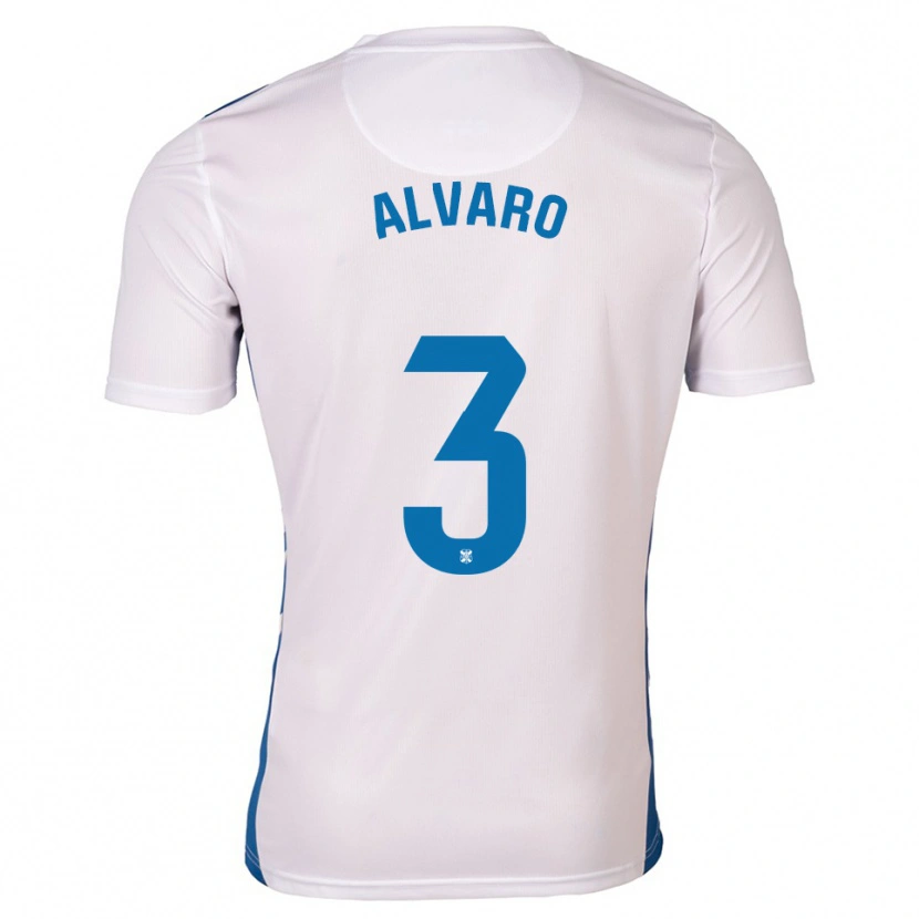 Danxen Niño Camiseta Álvaro González #3 Blanco Azul 1ª Equipación 2025/26 La Camisa