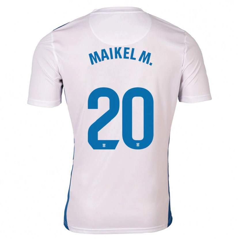 Danxen Niño Camiseta Maikel Mesa #20 Blanco Azul 1ª Equipación 2025/26 La Camisa