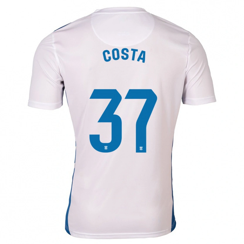Danxen Niño Camiseta Mauro Costa #37 Blanco Azul 1ª Equipación 2025/26 La Camisa