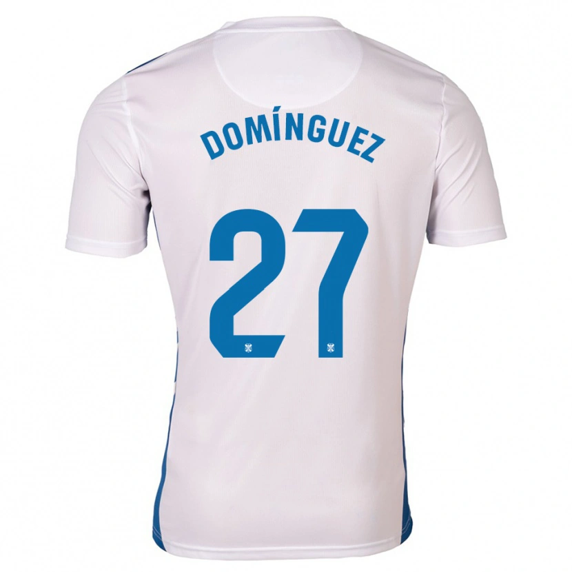Danxen Niño Camiseta Carlos Domínguez #27 Blanco Azul 1ª Equipación 2025/26 La Camisa