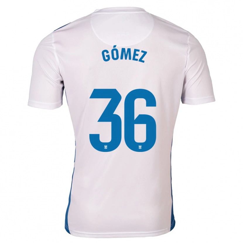 Danxen Niño Camiseta Yerover Gómez #36 Blanco Azul 1ª Equipación 2025/26 La Camisa