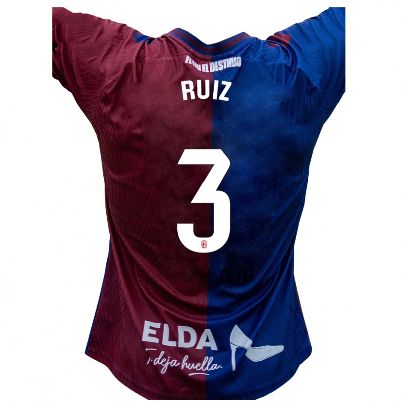 Danxen Niño Camiseta David Ruiz #3 Azul Rojo 1ª Equipación 2025/26 La Camisa