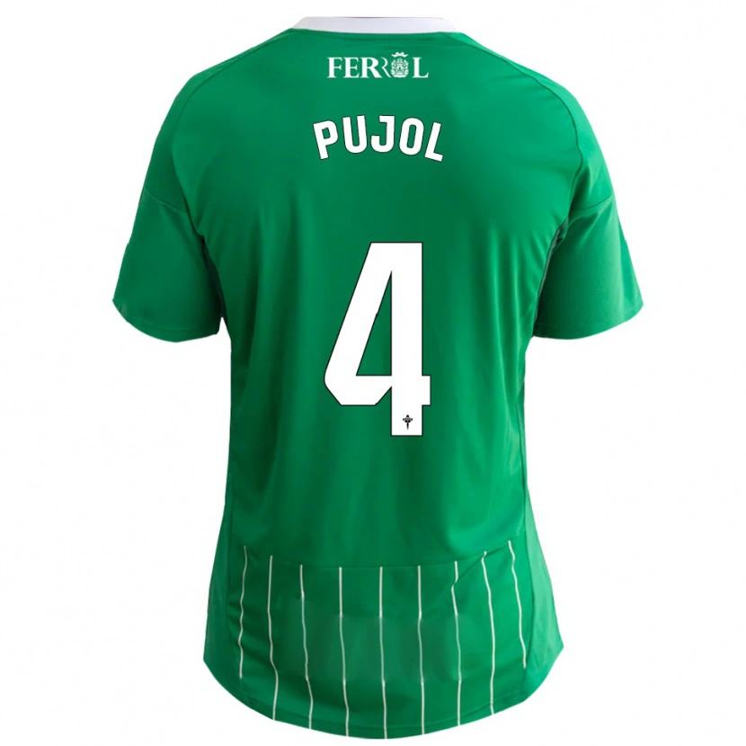 Danxen Niño Camiseta Edgar Pujol #4 Verde Blanco 1ª Equipación 2025/26 La Camisa