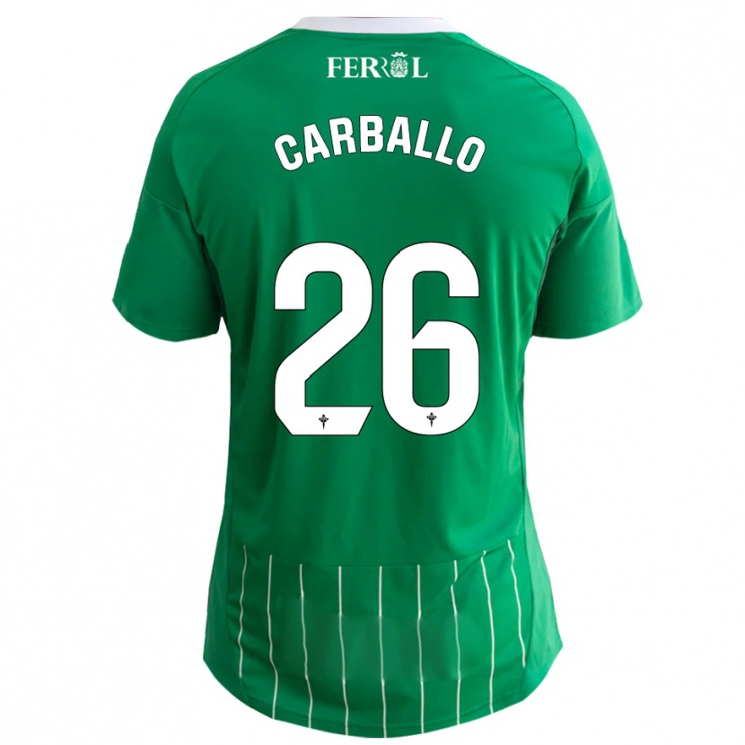Danxen Niño Camiseta David Carballo #26 Verde Blanco 1ª Equipación 2025/26 La Camisa