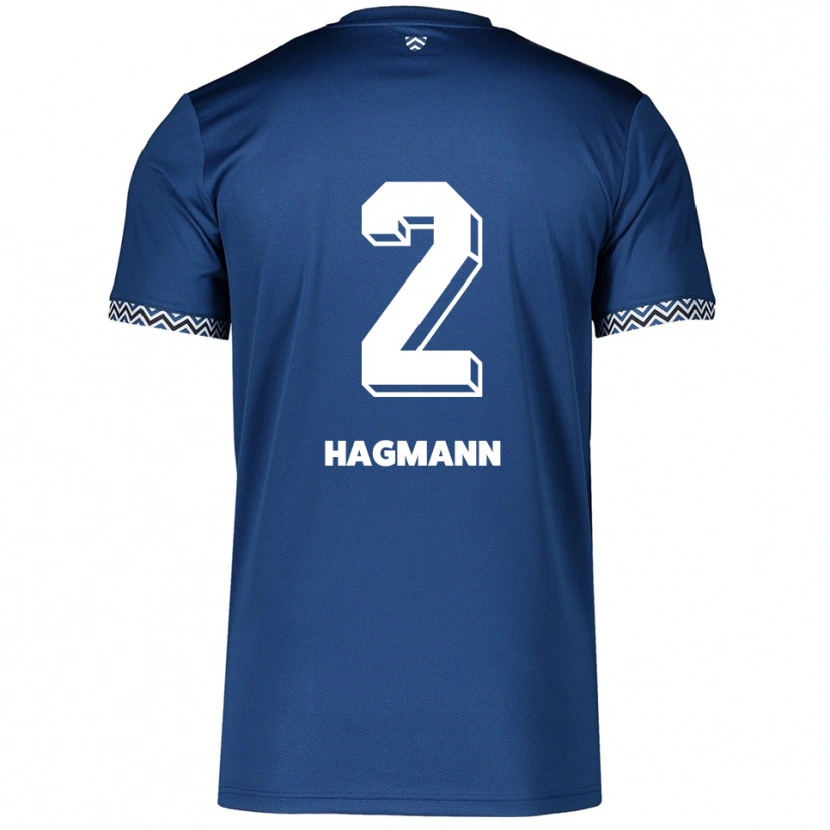 Danxen Niño Camiseta Felix Hagmann #2 Azul Marino Blanco 1ª Equipación 2025/26 La Camisa