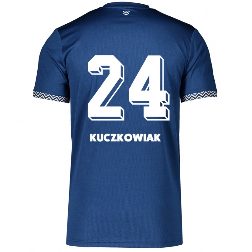 Danxen Niño Camiseta Mateusz Kuczkowiak #24 Azul Marino Blanco 1ª Equipación 2025/26 La Camisa