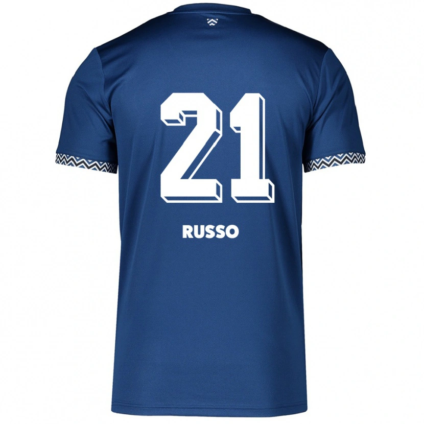 Danxen Niño Camiseta Stefano Russo #21 Azul Marino Blanco 1ª Equipación 2025/26 La Camisa
