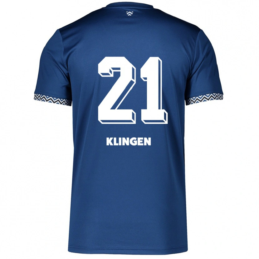 Danxen Niño Camiseta Emelie Klingen #21 Azul Marino Blanco 1ª Equipación 2025/26 La Camisa