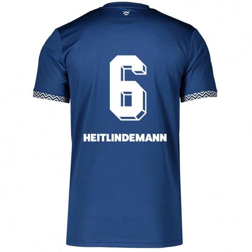 Danxen Niño Camiseta Leonie Heitlindemann #6 Azul Marino Blanco 1ª Equipación 2025/26 La Camisa
