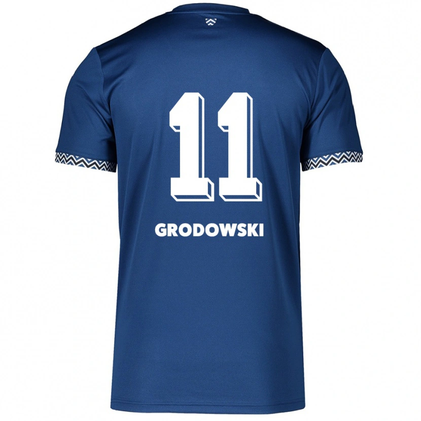Danxen Niño Camiseta Joel Grodowski #11 Azul Marino Blanco 1ª Equipación 2025/26 La Camisa