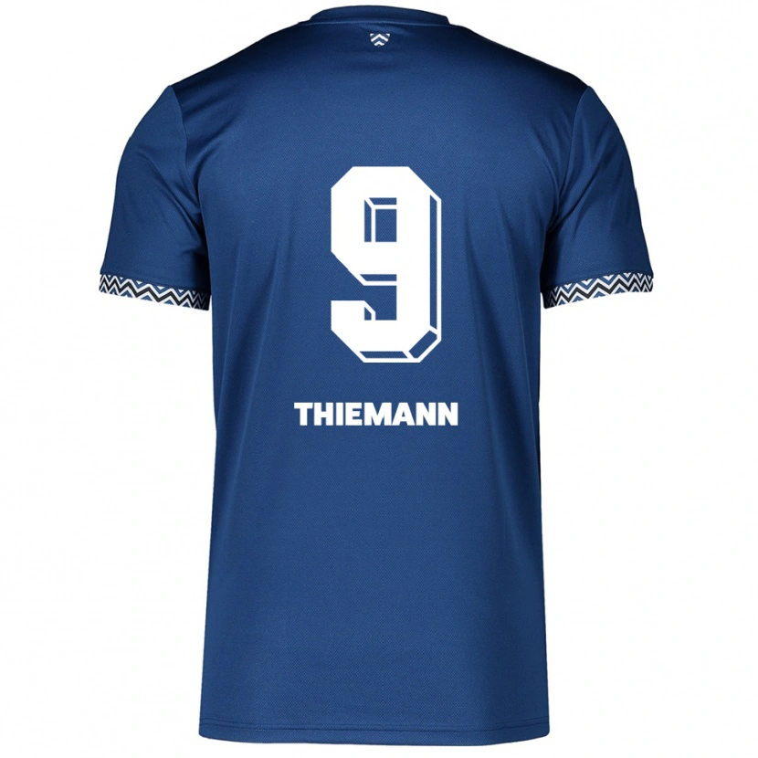 Danxen Niño Camiseta Sophia Thiemann #9 Azul Marino Blanco 1ª Equipación 2025/26 La Camisa