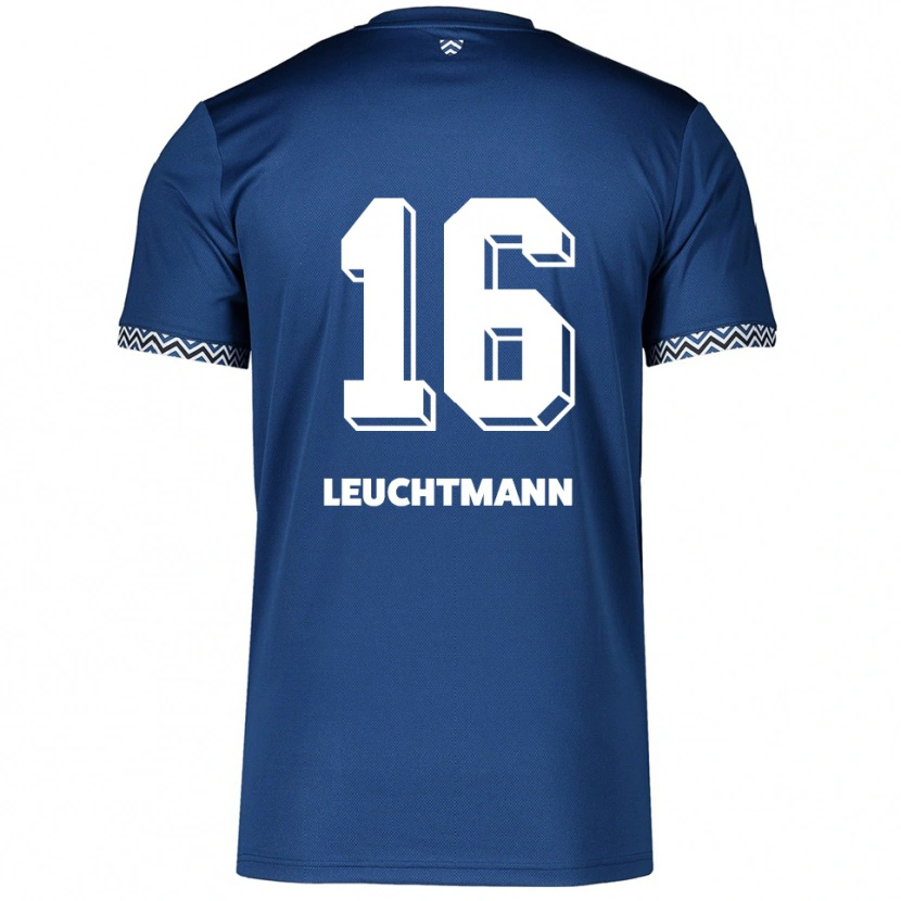 Danxen Niño Camiseta Jana Leuchtmann #16 Azul Marino Blanco 1ª Equipación 2025/26 La Camisa
