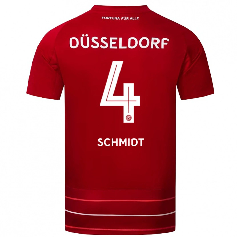 Danxen Niño Camiseta Kenneth Schmidt #4 Rojo Blanco 1ª Equipación 2025/26 La Camisa