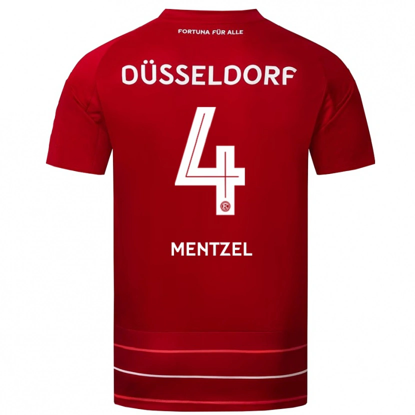 Danxen Niño Camiseta Levi Mentzel #4 Rojo Blanco 1ª Equipación 2025/26 La Camisa