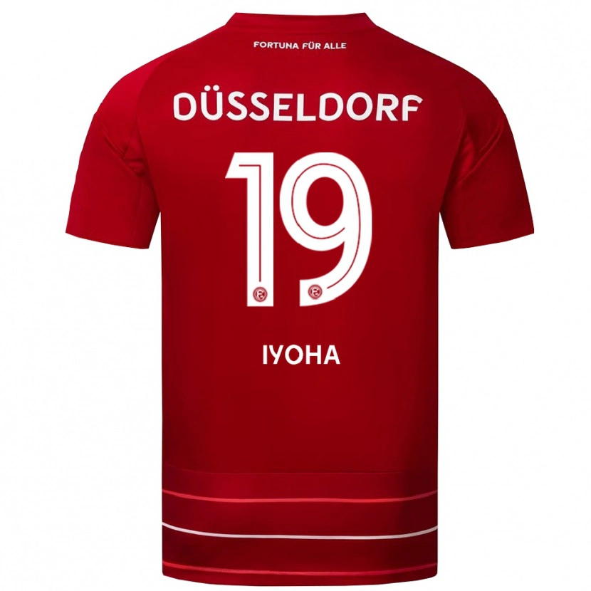 Danxen Niño Camiseta Emmanuel Iyoha #19 Rojo Blanco 1ª Equipación 2025/26 La Camisa