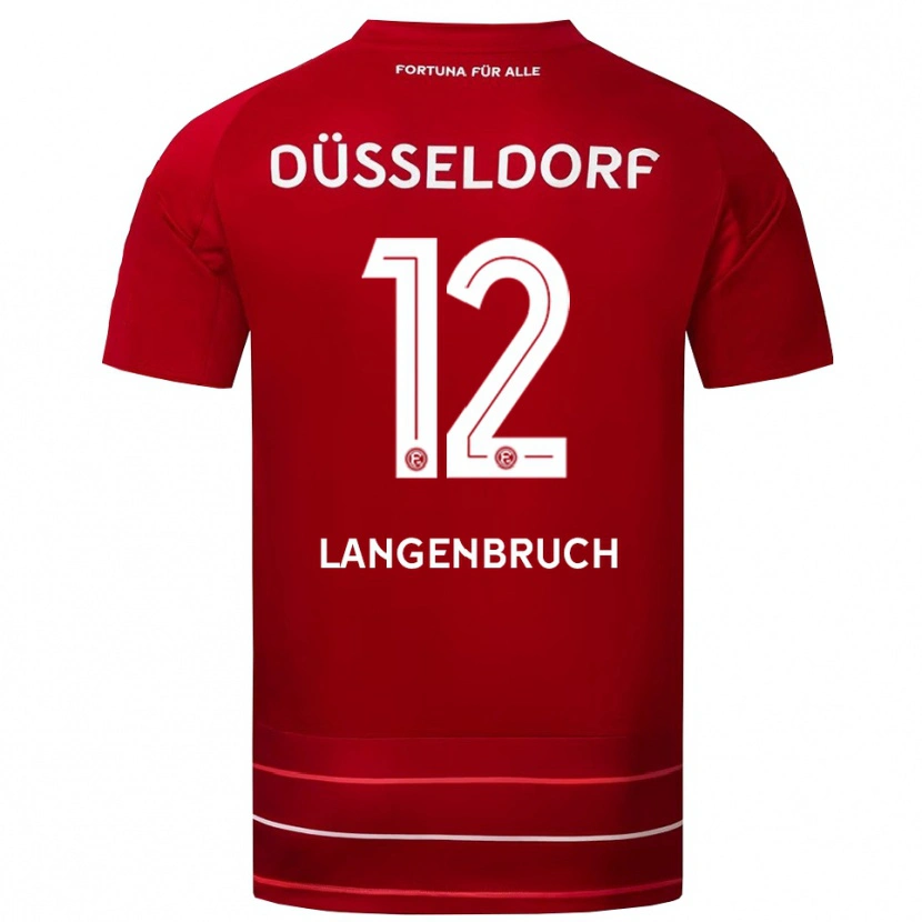 Danxen Niño Camiseta Linus Langenbruch #12 Rojo Blanco 1ª Equipación 2025/26 La Camisa