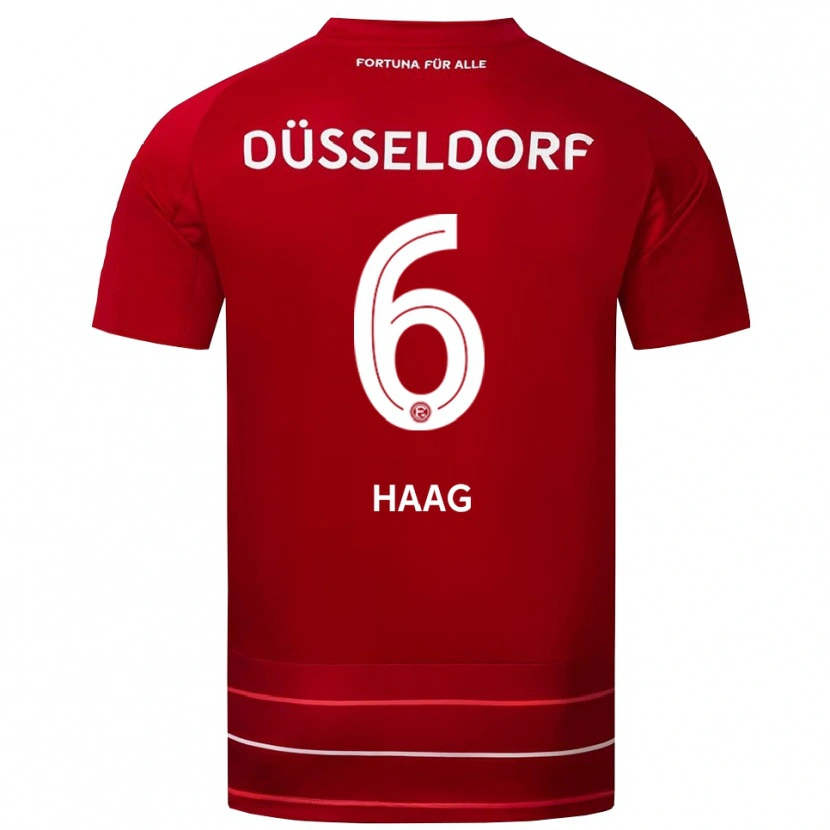 Danxen Niño Camiseta Giovanni Haag #6 Rojo Blanco 1ª Equipación 2025/26 La Camisa