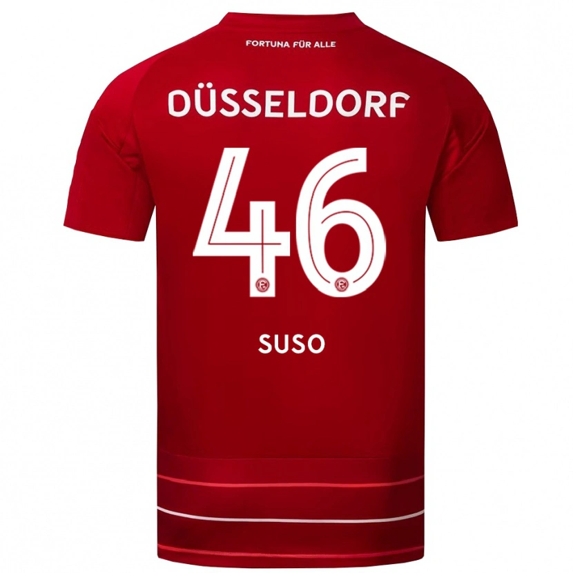 Danxen Niño Camiseta Sima Suso #46 Rojo Blanco 1ª Equipación 2025/26 La Camisa