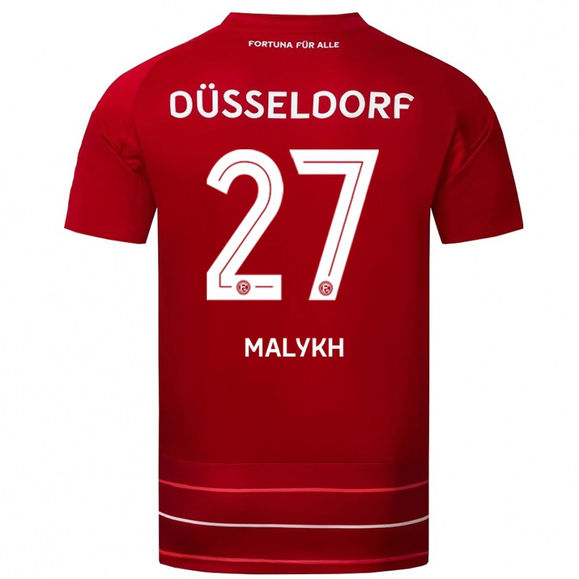 Danxen Niño Camiseta Tymofiy Malykh #27 Rojo Blanco 1ª Equipación 2025/26 La Camisa
