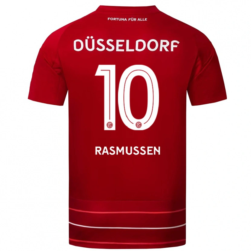Danxen Niño Camiseta Christian Rasmussen #10 Rojo Blanco 1ª Equipación 2025/26 La Camisa