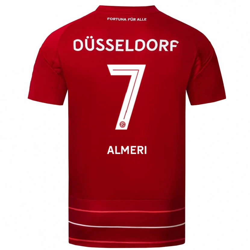 Danxen Niño Camiseta Majd Almeri #7 Rojo Blanco 1ª Equipación 2025/26 La Camisa