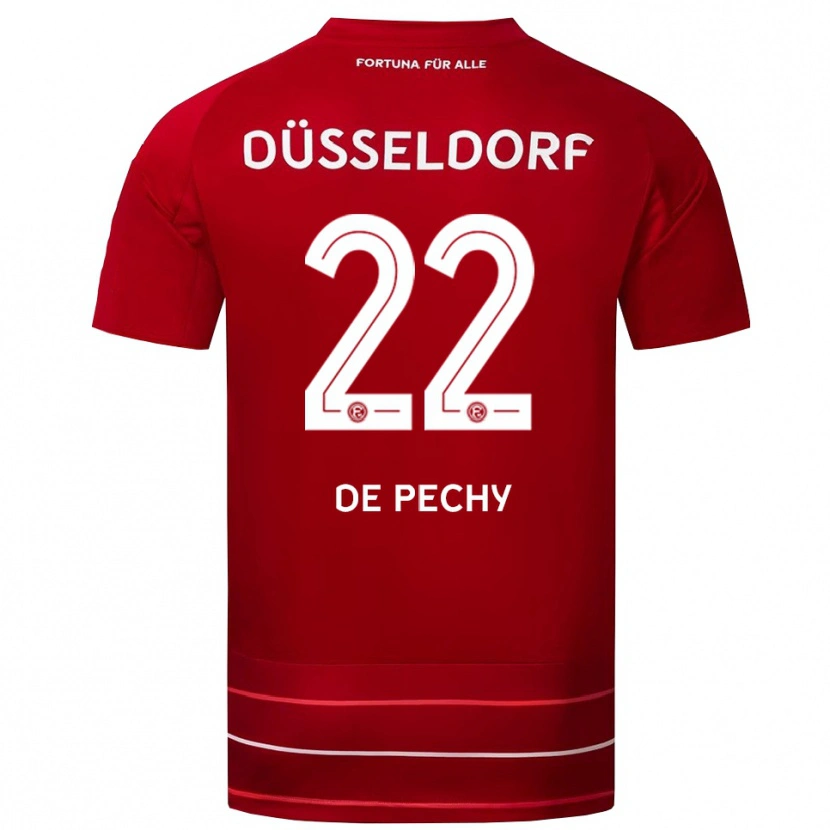 Danxen Niño Camiseta William De Pechy #22 Rojo Blanco 1ª Equipación 2025/26 La Camisa