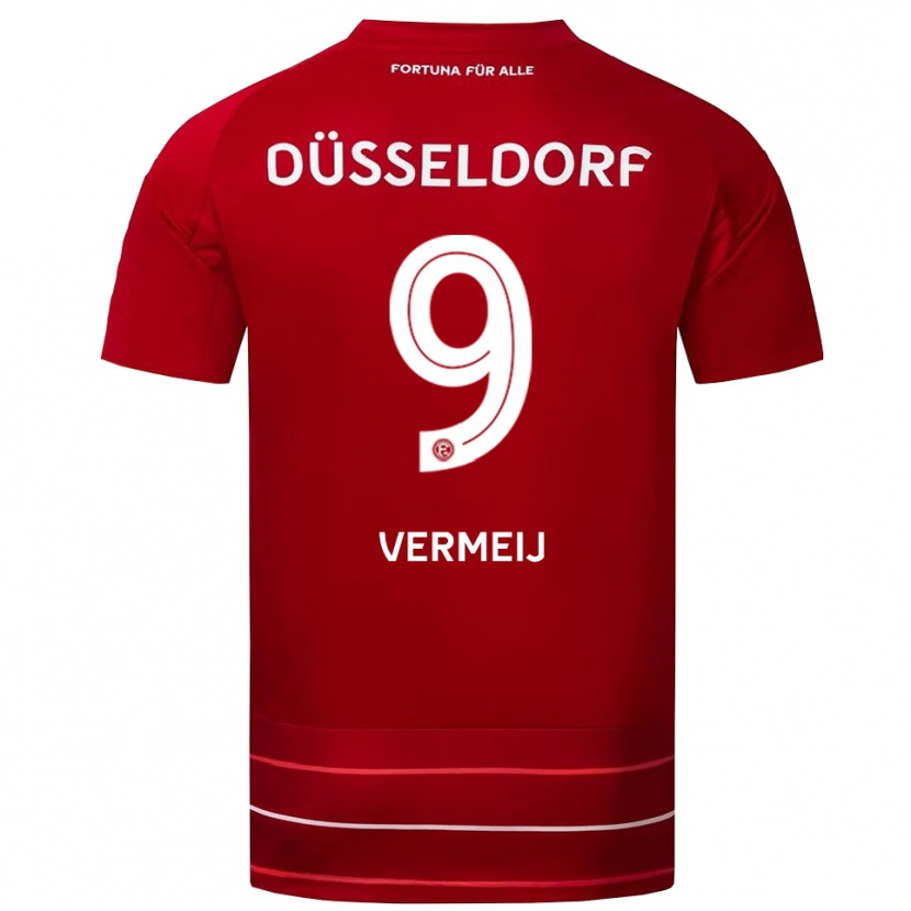 Danxen Niño Camiseta Vincent Vermeij #9 Rojo Blanco 1ª Equipación 2025/26 La Camisa