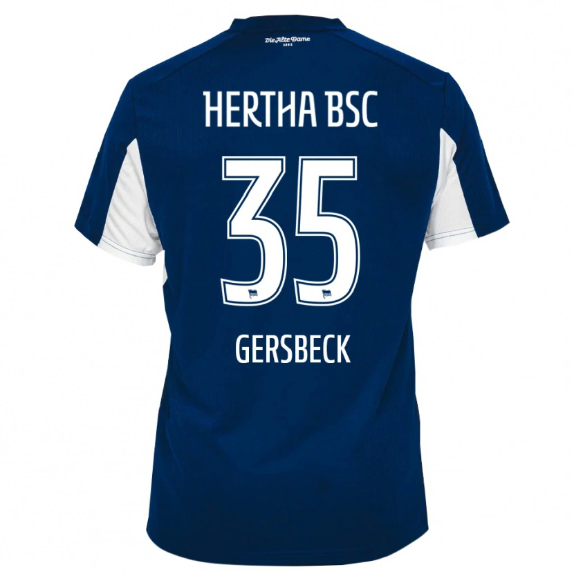 Danxen Niño Camiseta Marius Gersbeck #35 Blanco Azul 1ª Equipación 2025/26 La Camisa
