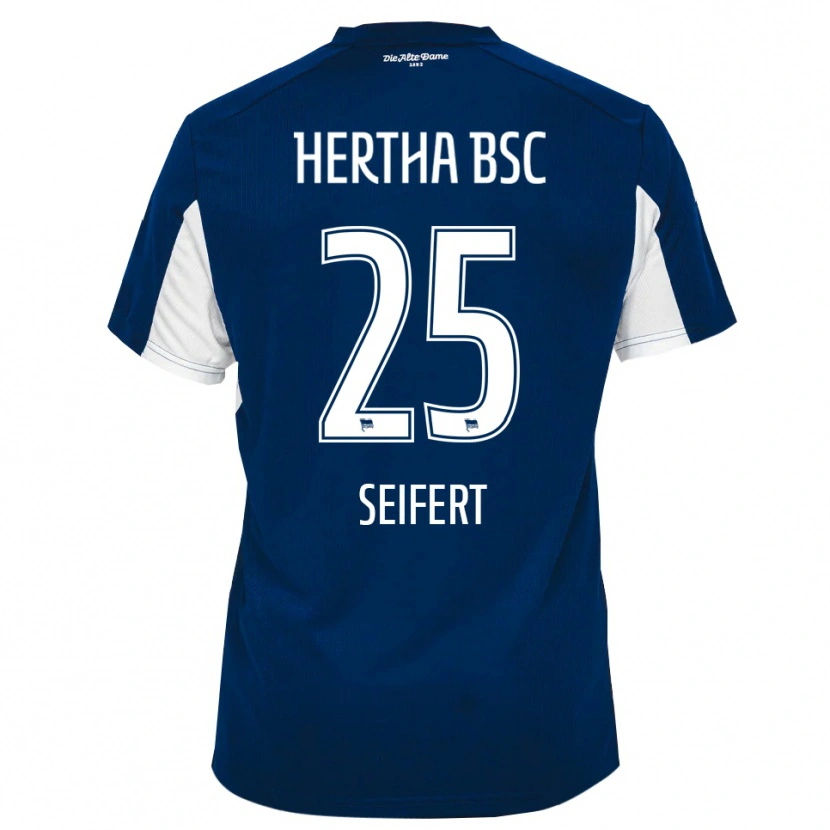 Danxen Niño Camiseta Johanna Seifert #25 Blanco Azul 1ª Equipación 2025/26 La Camisa