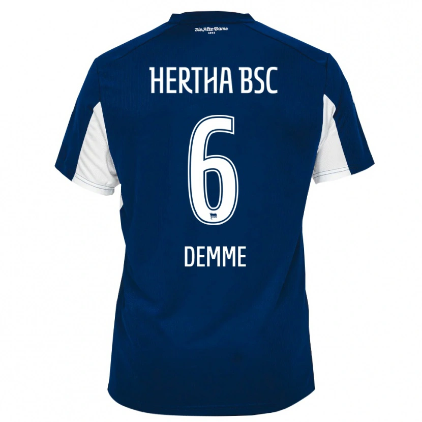 Danxen Niño Camiseta Diego Demme #6 Blanco Azul 1ª Equipación 2025/26 La Camisa